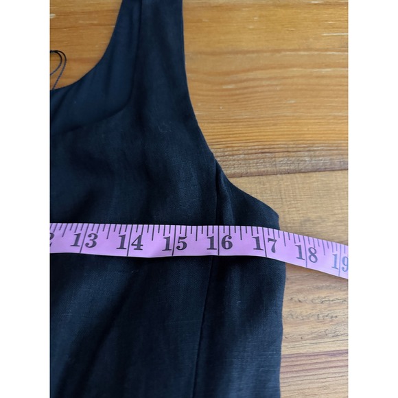 Jenni Kayne Kinney Dress Black Linen Square Neck Midi A Line Size M - Picture 9 of 11